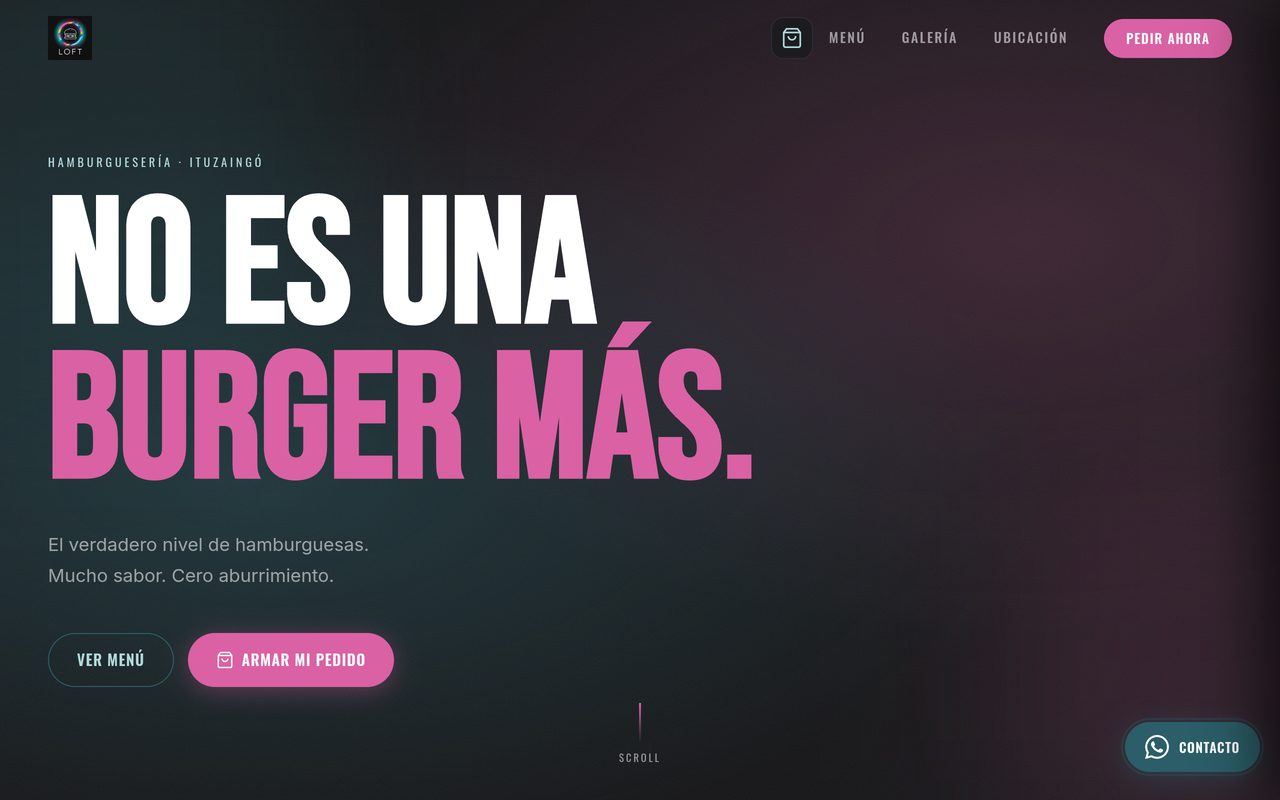 Sitio web de LOFT Hamburguesería